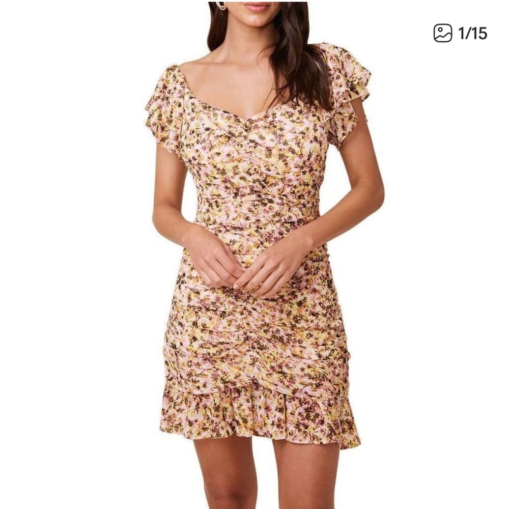 astr the label shirred flutter mini dress worn once size XS